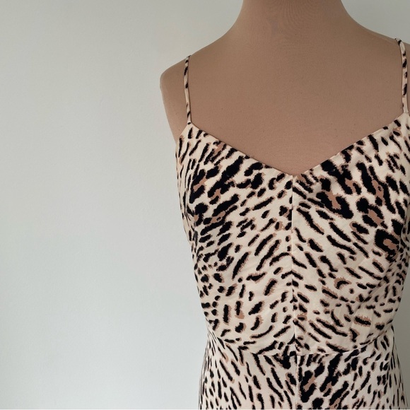 JOIE Janeil Ecru Leopard Print Lyocell Twill Sleeveless Midi Slip Dress EUC Sz 4 - Picture 7 of 11